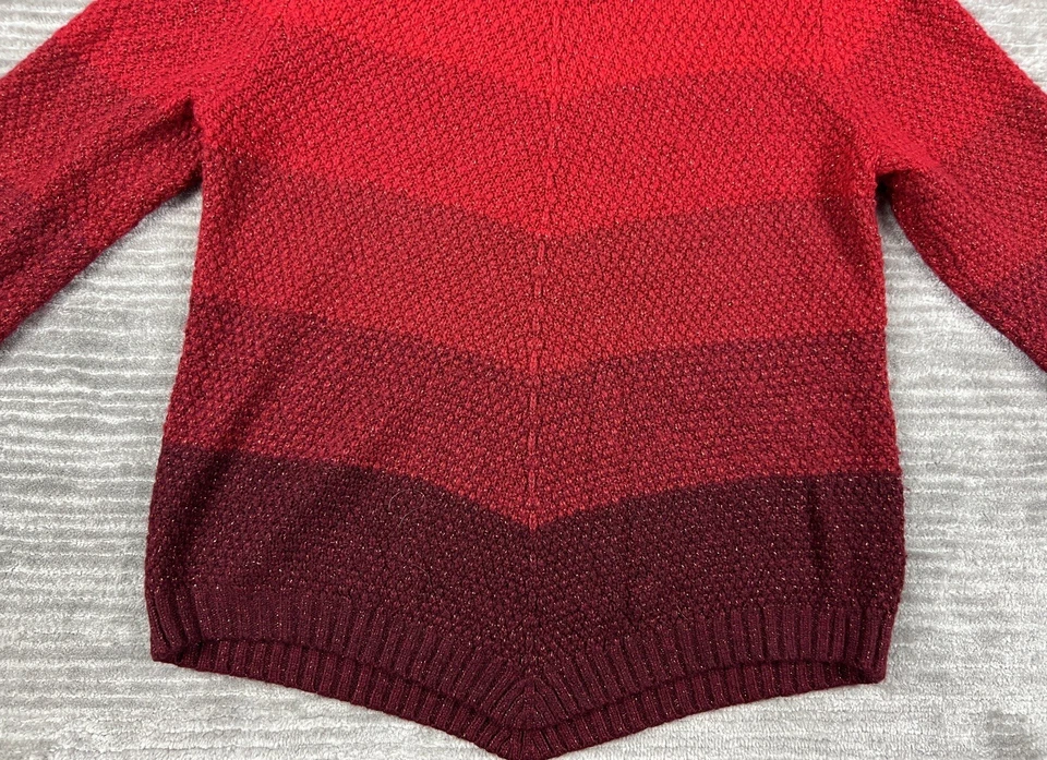 Suéter A. Byer Mujer Mediano Rojo Dorado Metálico Manga Larga Capucha Cuello Foto 3 de 4