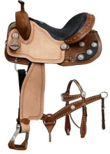  Double T Barrel Style Horse Saddle W/ Black Alligator Print Seat 14", 15", 16"