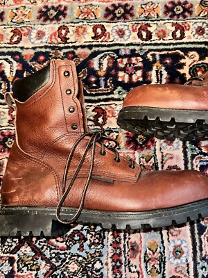 Red Wing ANSI Z41 PT99 MI/75 C/75 EH Brown Leather Steel Toe BOOTS
