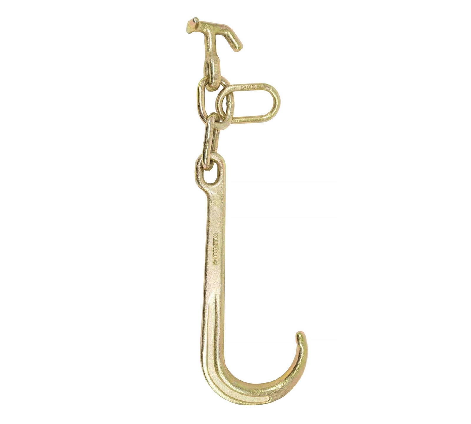 (4 Pack) 15" G70 J Hook w/ T-J Hooks and Enlarged Link, 5,400 lbs WLL, G70