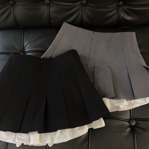 Patchwork Pleated Skirts High Waist A Line Skirt Kawaii Dance Skirt for Women - Picture 10 of 15
