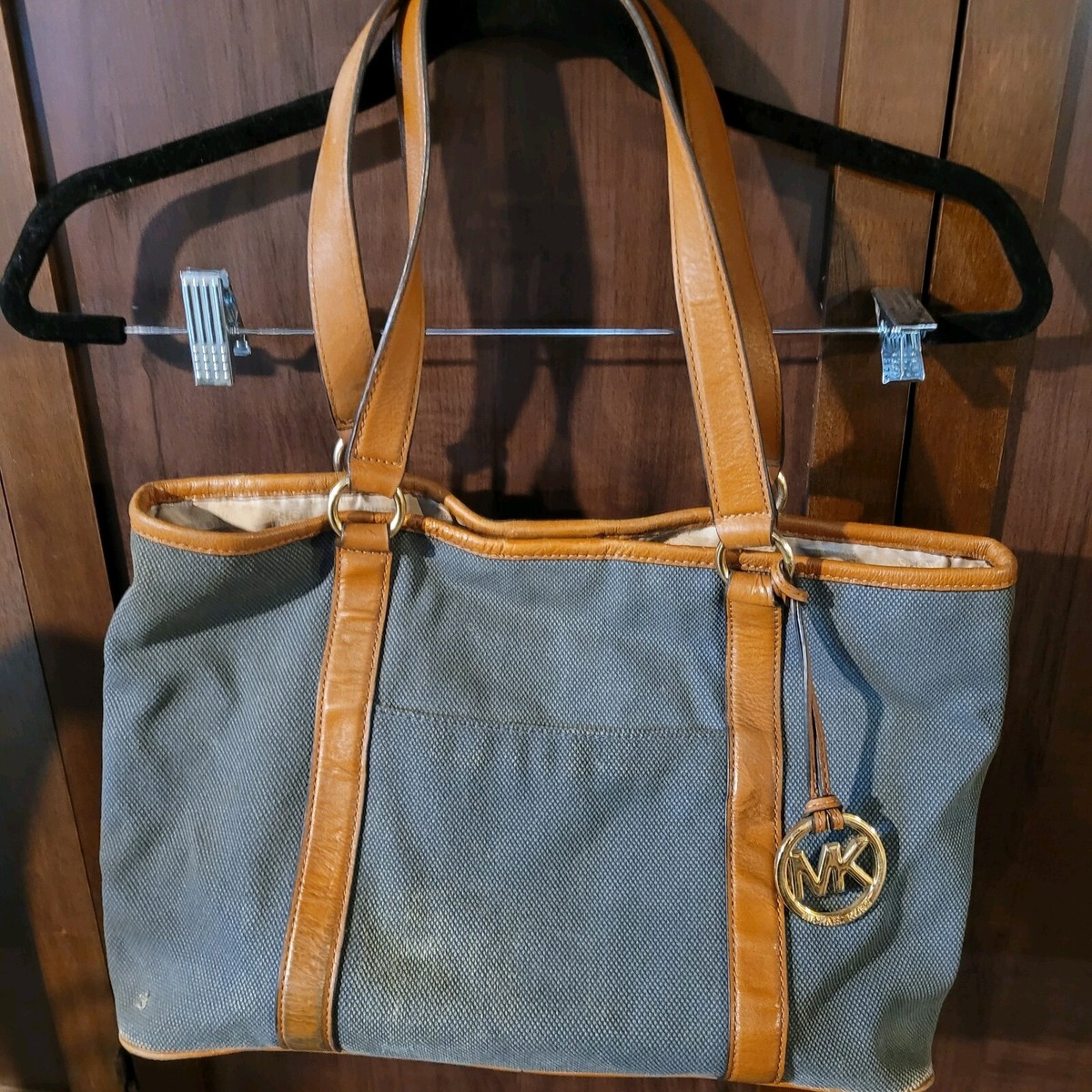 Michael Kors Denim Leather with gold tone accents Shoulder Bag Tote Purse