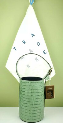 NWT $378 Trademark Small Classic Bucket Bag Croc Embossed Leather Purse SAGE
