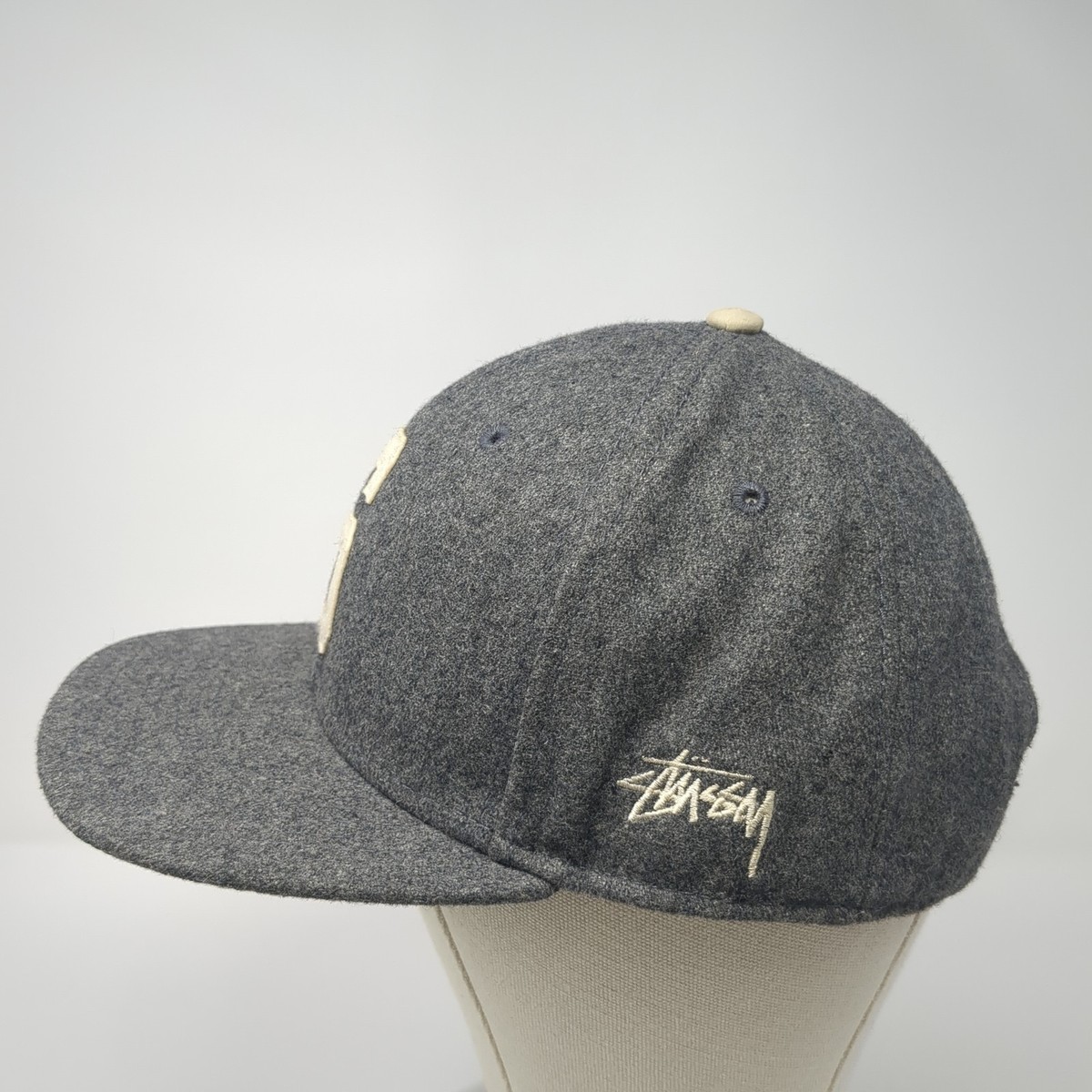 Stussy Capz Snapback Hat Gray Patch S Logo Wool Blend Adjustable