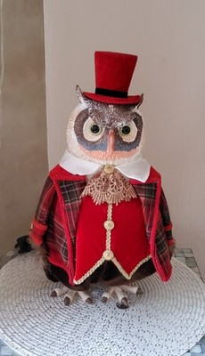 Goodwill Figur, Eule rot-weiß, Herbst-Weihnachtsdeko,  40 cm