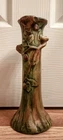 Signed Weller 1920s  Vintage Art Pottery Red Apple Ceramic Bud Vase; woodcraft