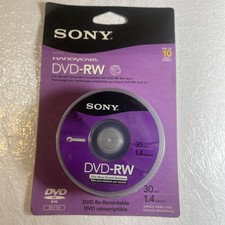 SONY DVD-RW RE-Recordable Discs for HandyCam Camcorder 10 Pack 30 Min 1.4 GB NEW