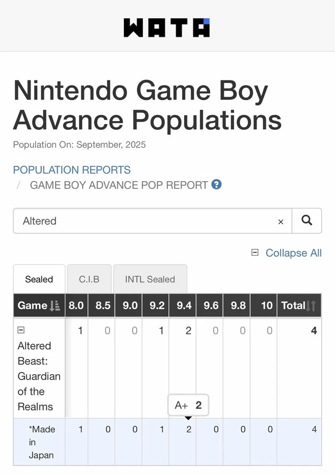 Altered Beast: Guardian of the Realms Nintendo Game Boy Advance GBA WATA VGA CGC - Image 2 of 4