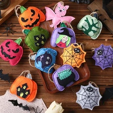 12 Pcs Halloween Felt Ornaments Spooky Pumpkin 3D Hanging Ornaments 3.15 Inch
