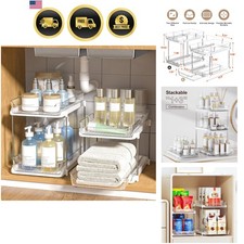 2-Tier Multi-Purpose Bathroom Under Sink Organizers and Storage, Stackable Ki...