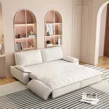 Upholstered Sleeper Sofa w/Pull Out Queen Bed, Convertible Sofa Couch Lounge