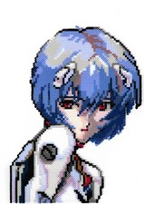 Handmade Rei Ayanami Perler Bead Pixel Art Decor, EVA Evangelion Ayanami Rei