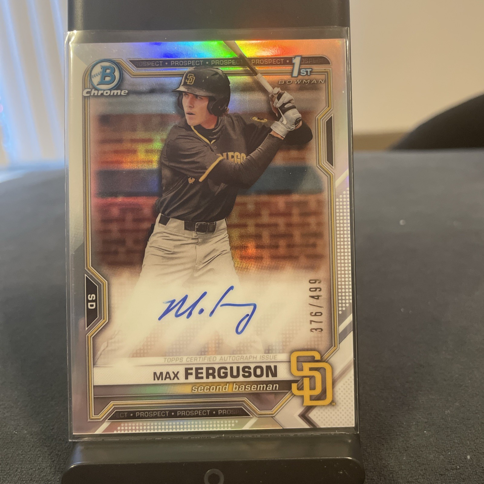 MAX FERGUSON 2021 BOWMAN CHROME DRAFT 1ST REFRACTOR PADRES AUTO /499