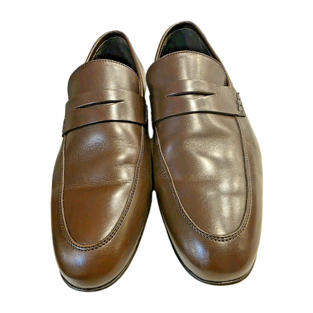 Harrys of London Mens Brown Leather Penny Loafers Made in Italy Size 42 USA z9 Harrys Of London Loafer Leather Upper Casual Shoes for Men  main image 2