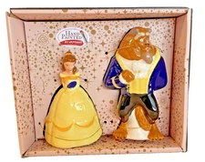 Disney Beauty and The Beast Salt And Pepper Ceramic Shakers Set Hand Painted NIB