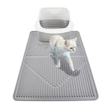 Litter Mat 28 x 20 in Grey | Waterproof Silicone Litter Trapping Mat