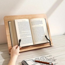 Wooden Book Reading Stand Adjustable Page Holder Desktop Standing Display Rest