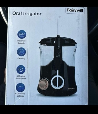 Fairywill Water Flosser Oral Irrigator Black Corded 10 Pressure Settings 7 Tips