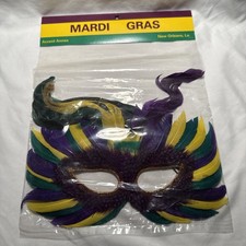 Mardi Gras Mask Feathers, Green Yellow Purple New Orleans Brand New
