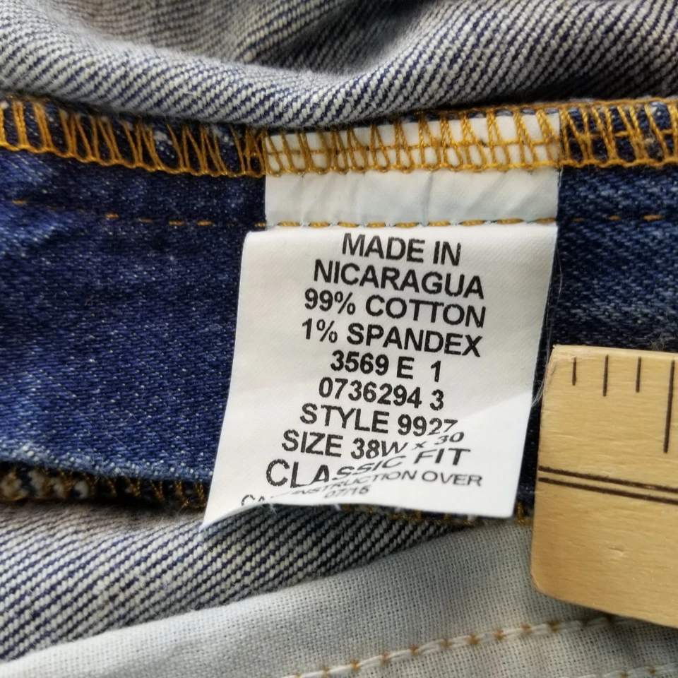 Pantalones de mezclilla Saddlebred para hombre talla 38x30 de colección calce clásico lavado oscuro 99 % algodón Normcore Foto 4 de 4