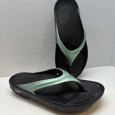 Oofos Oolala Luxe Thong Sandals Womens 7 Teal Green Comfort Recovery Eu38 Euc
