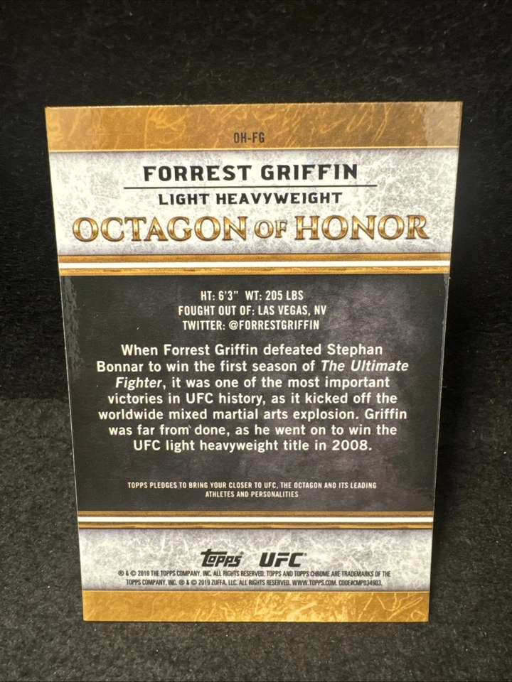 2019 Topps Chrome UFC Octagon Of Honor Insert Forrest Griffin #OH-FG - Image 2 of 4