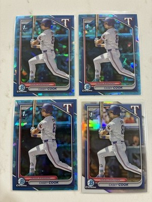 Casey Cook 2024 Bowman Chrome 1st lot Of 4. 3 Sapphire and One chrome Refractor