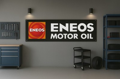 ENEOS Motor Oil Banner 71x24 Black Garage Sign,Workshop Decor for Car Enthusiats