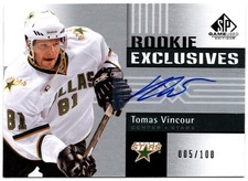 2011-12 Upper Deck SP Game Used Rookie Exclusives TOMAS VINCOUR RE-TV #/100 Auto