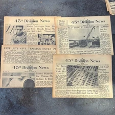 Korean War 45th DIVISION NEWS Newspapers 4 Issues July 1951 July 5, 12, 19, 26