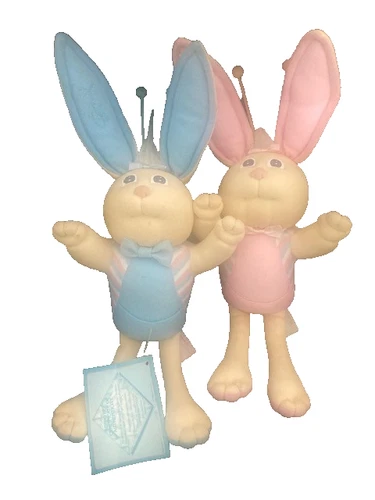 Cabbage Patch Kids Bunny Bee PAIR Vintage 1980s Pink Blue Xavier Roberts Rabbits