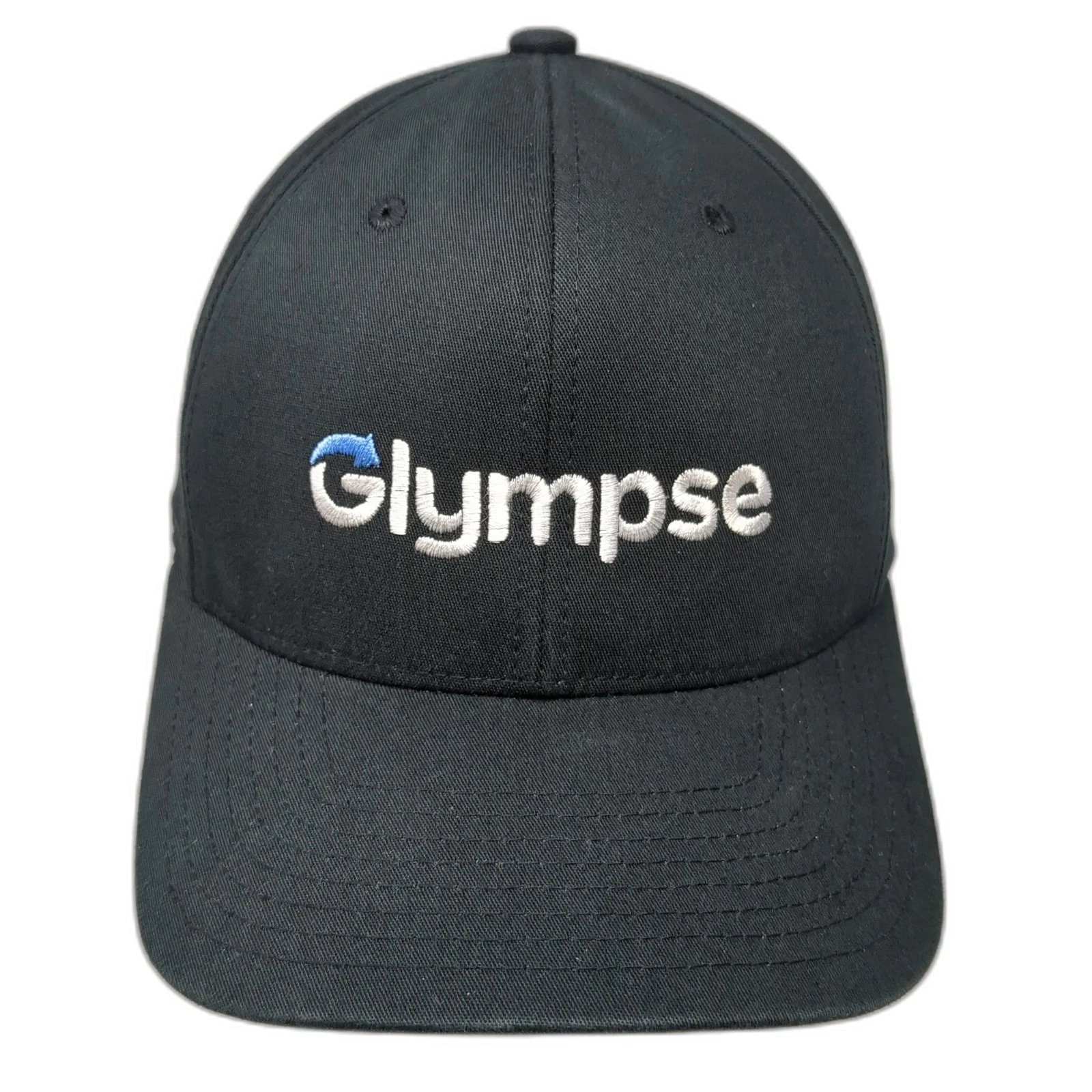 Glympse Fitted Hat Black XL Embroidered Vent Holes Flexfit Yupoong