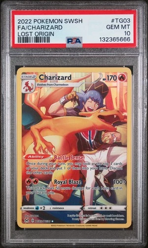 2022 POKEMON SWORD & SHIELD LOST ORIGIN #TG03 FULL ART/CHARIZARD PSA 10