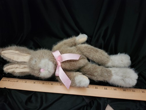 RUSS BERRIE 14.5" Hopscotch Brown Easter Bunny Rabbit Plush W/PINK BOW 🐰🐇🥰 - Picture 6 of 8