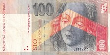Slovakia Slovak rep. 100 Korun 1997 VF Banknote Prefix-L  Pre-Euro