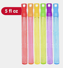 5 fl oz Bubble Solution Tubes with Bubble Wands, 6 Pack, Multicolor