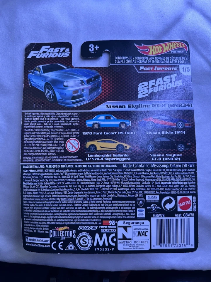 Nissan Skyline GTR R34 #1/5 2019 Fast & Furious Fast Imports Hot Wheels Premium Foto 3 de 3