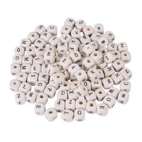 100 Pcs Holzperlen Quadratische Buchstabenperlen Unfertige FüR ArmbäNder