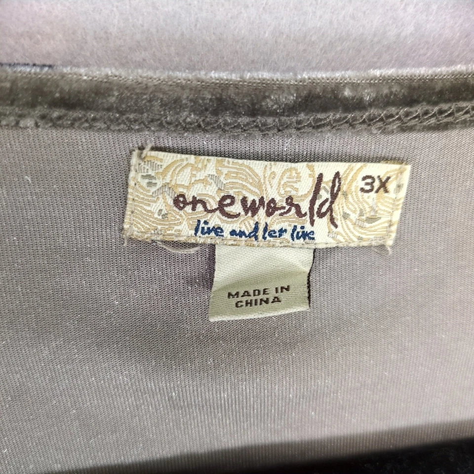 One World Women's Plus 3X Boho Velvet Burnout Fringe Kimono Robe Y2K Fairy Gypsy - Image 3 of 4