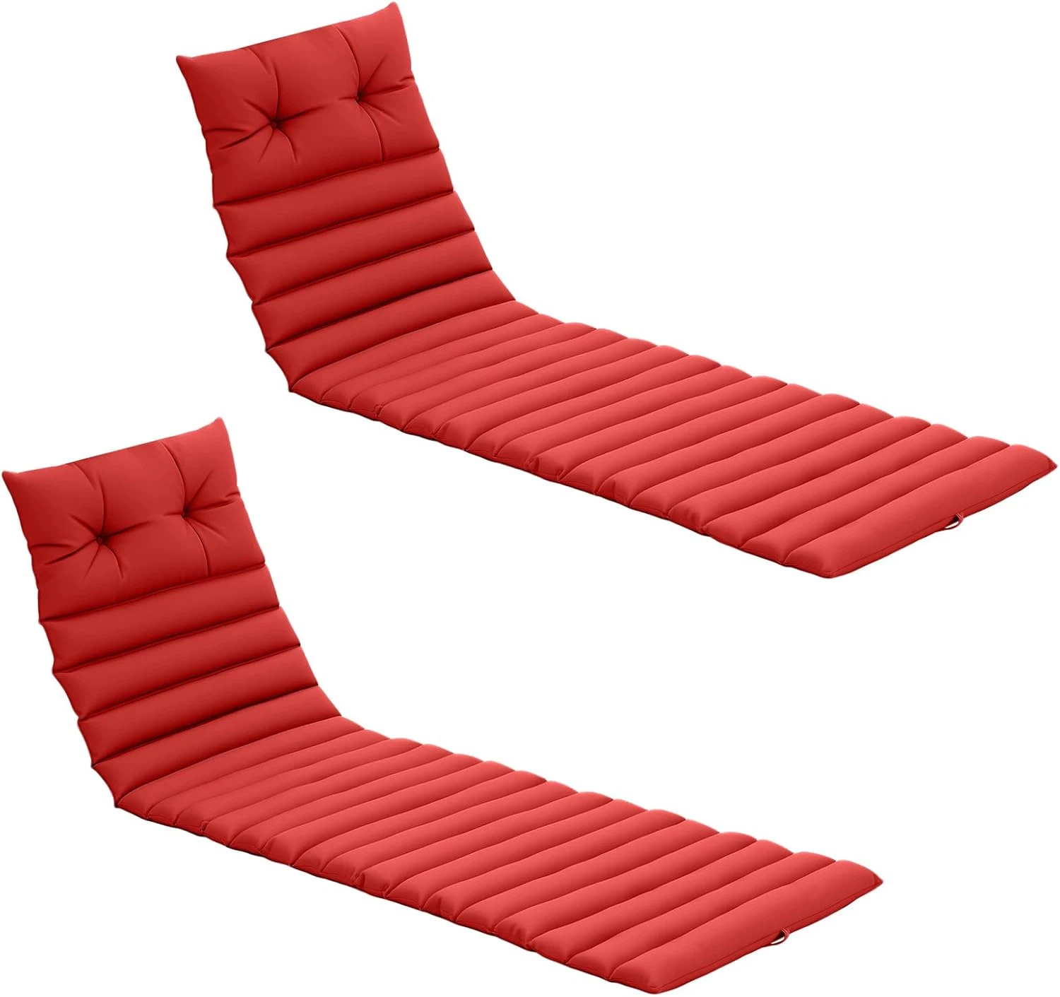 Outdoor Chaise Lounge Cushions Set - Waterproof & Weather-Resistant Red Pads