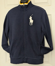 VINTAGE Polo Ralph Lauren Big Pony Full Zip Sweatshirt Men's M Blue