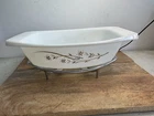 Vtg Pyrex Baking Casserole Dish 035 Golden Honeysuckle 2.5 Qt Ovenware W/stand