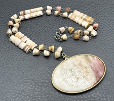 VTG Carved Mayan Aztec Sun Calendar Pendant N...