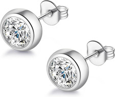Moissanite Diamond Stud Earrings, 1-2 Carat D Color VVS1 Clarity, Hypoallergenic