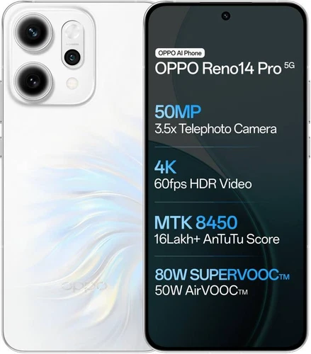 OPPO Reno 14 Pro 5G (White 256GB 12GB RAM) Dimensity 8450 NFC Global Version.