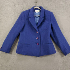 Papillon Blazer Womens 8 Mohair Wool Blend Blue Lined Made In Usa 3 Button