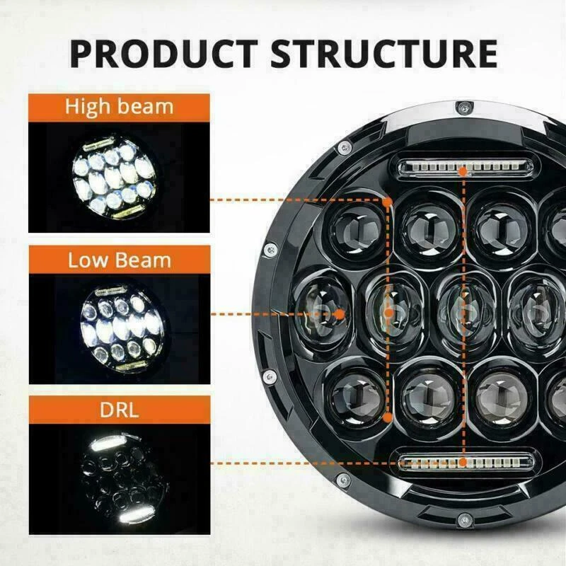 Combo de barra de luz LED 50/52" para Jeep Wrangler TJ 1997-2006 + cápsulas de 4" + faros de 7" Foto 3 de 4