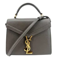 YVES SAINT LAURENT Cassandra Mini Box Grained Leather Shoulder Bag Fog