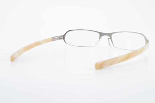 Ic! Berlin Glasses Frame Model Lohne Silver-Grey Beige Square Curves Steel+Case - Picture 9 of 12