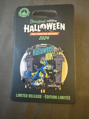 Disneyland Run 2024 Disney Half Marathon 10K Hitchhiking Ghosts Halloween Pin LR